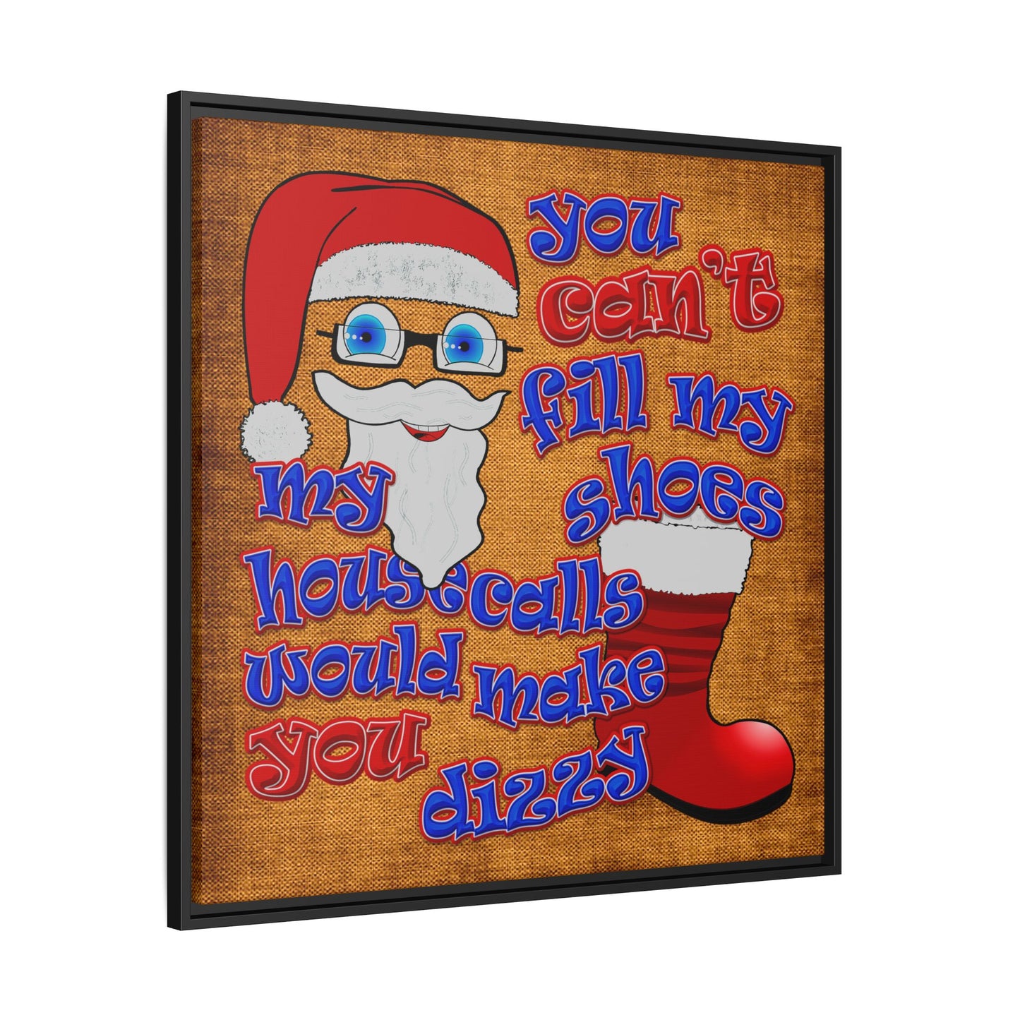 santa's shoes - framed canvas art (brown papyrus)