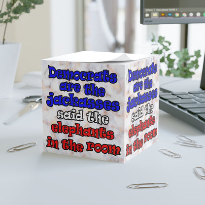 donkeys and elephants - note cube (white marble)