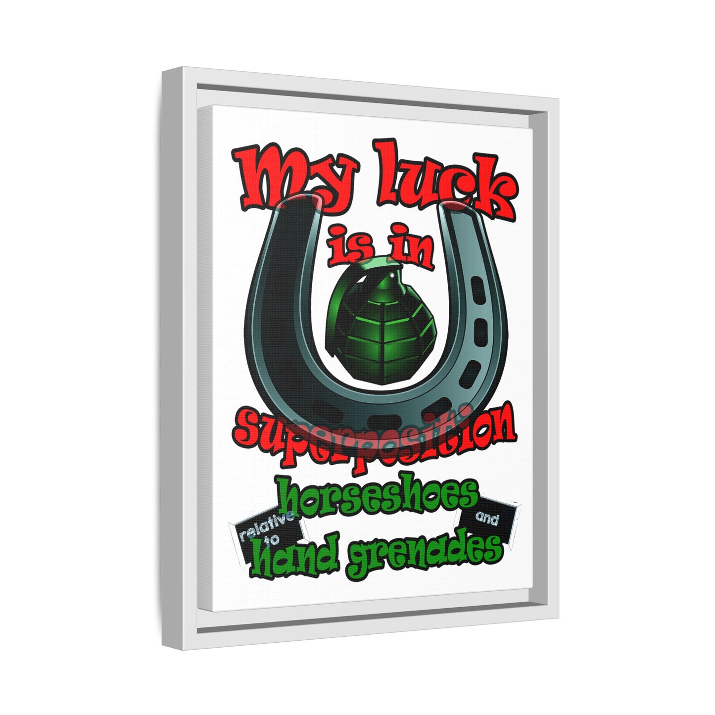my luck - framed canvas art (white)