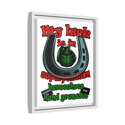 my luck - framed canvas art (white)