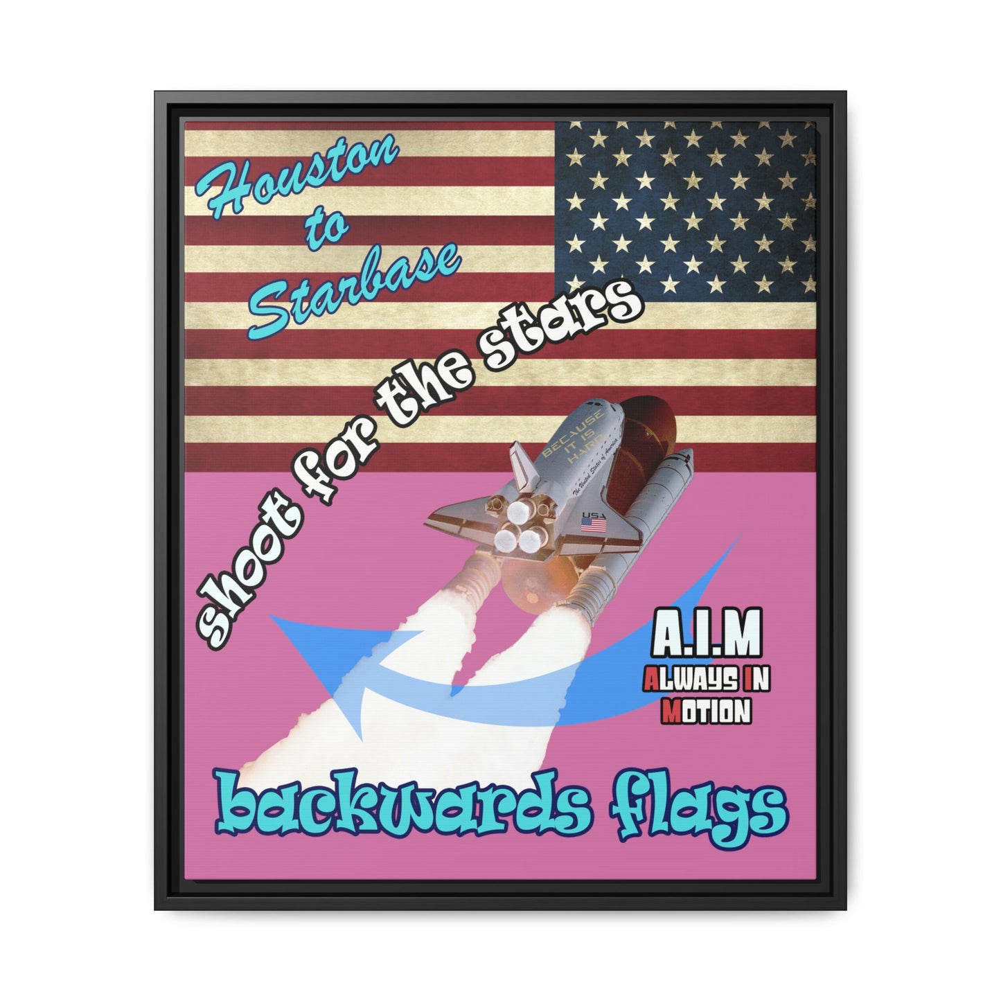 shoot for the stars - framed canvas art (light pink)