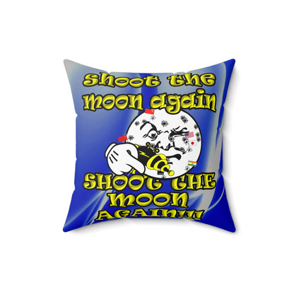 shoot the moon again - Spun Polyester Square Pillow - (blue-white wave)