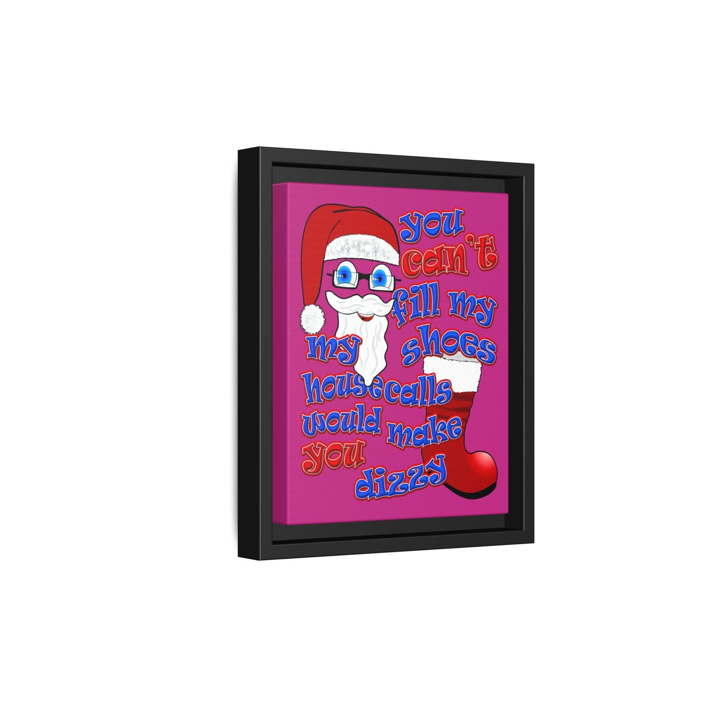 santa's shoes - framed canvas art (pink)