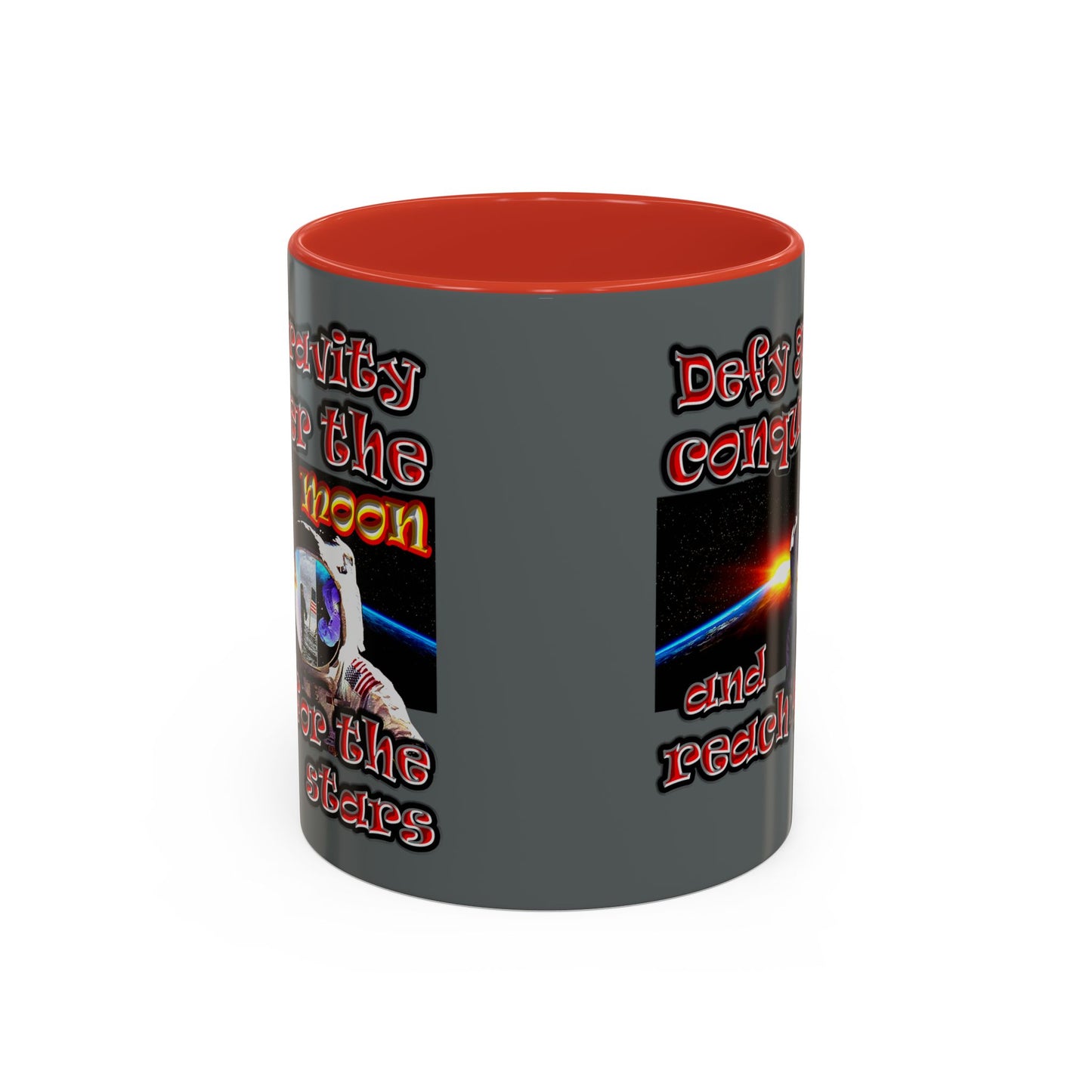 defy conquer reach - Accent Mug (dark grey)