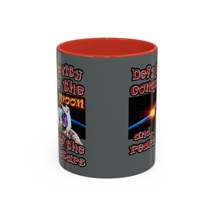 defy conquer reach - Accent Mug (dark grey)
