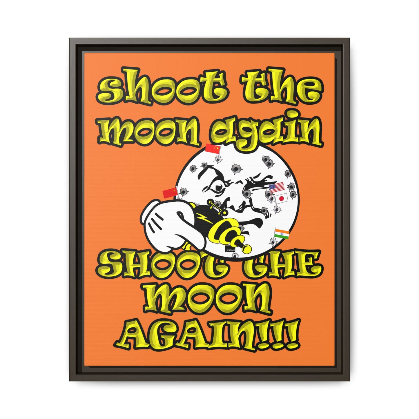 shoot the moon again - framed canvas art (crusta)