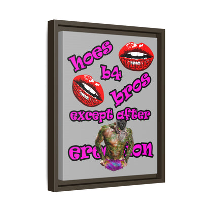 hoes b4 bros - framed canvas art (light grey)