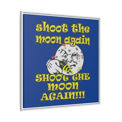 shoot the moon again - framed canvas art (dark blue)