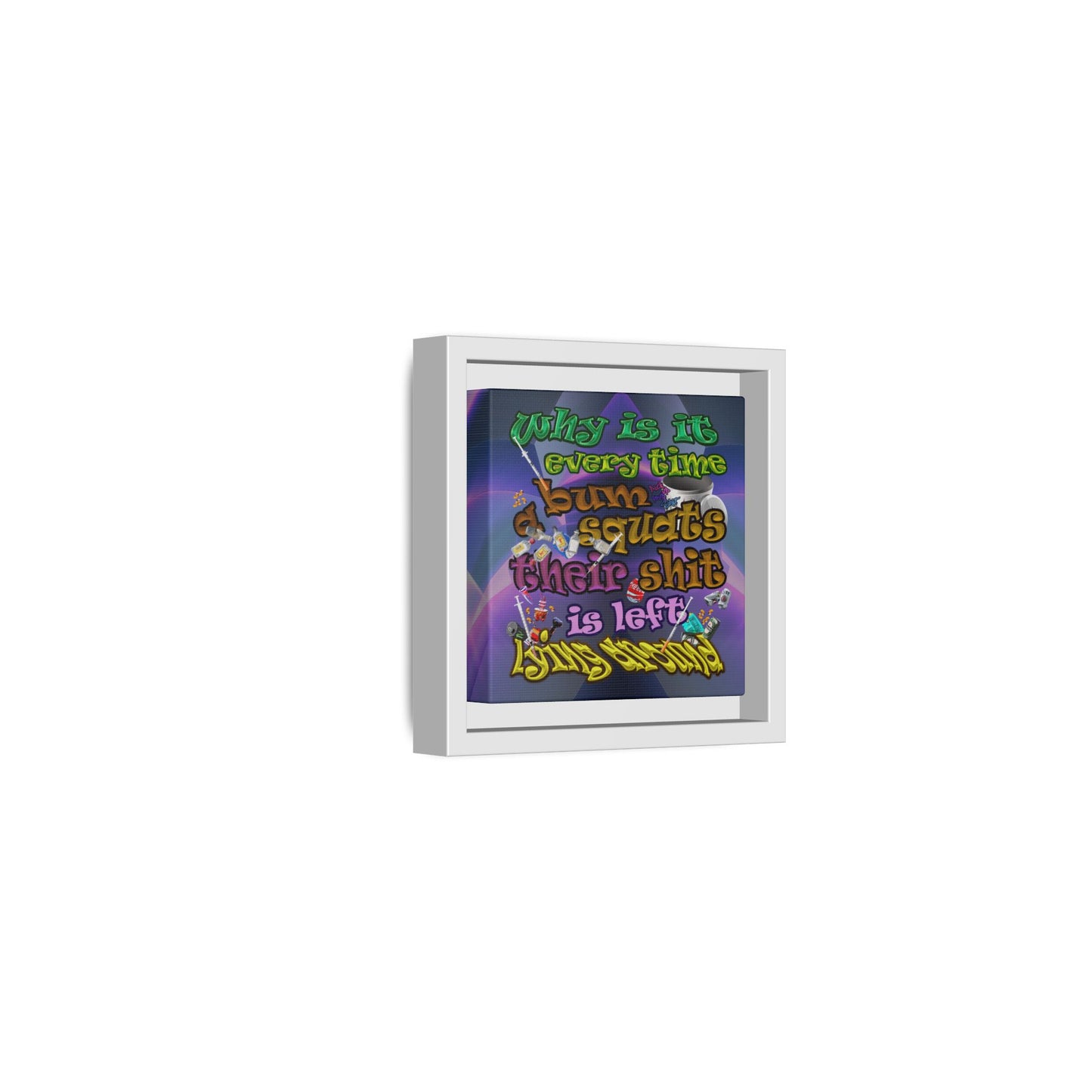 the bum's shit - framed canvas art (grey-pink wave)