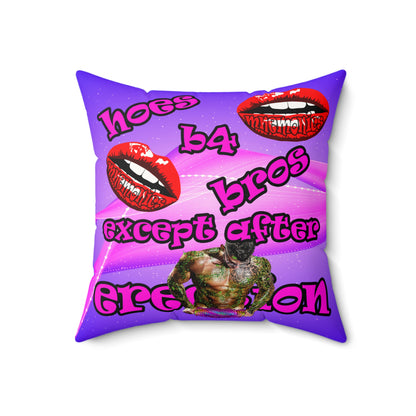 hoes b4 bros - Faux Suede Square Pillow - (purple-pink wave)