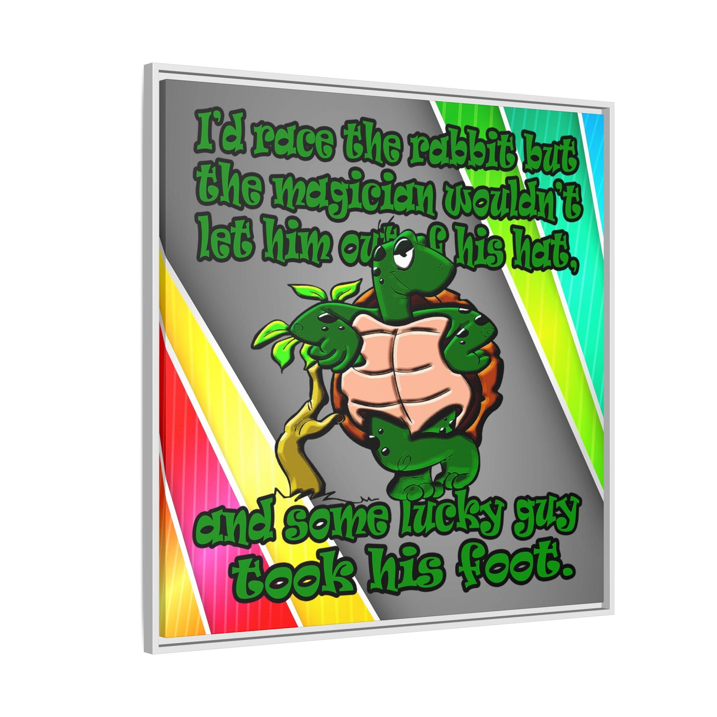 turtle race - framed canvas art (rainbow split)