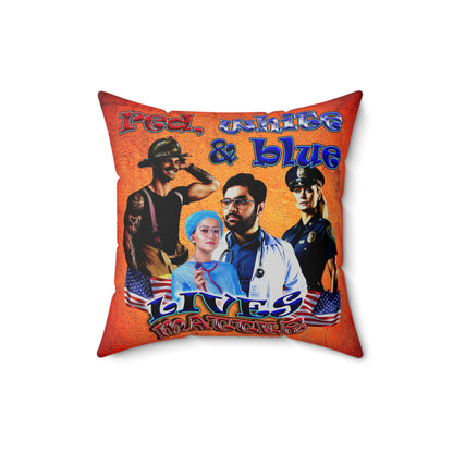 rw&b lives matter - Spun Polyester Square Pillow - (burnt orange)