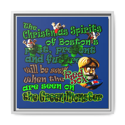 christmas spirits of boston - framed canvas art (dark blue)