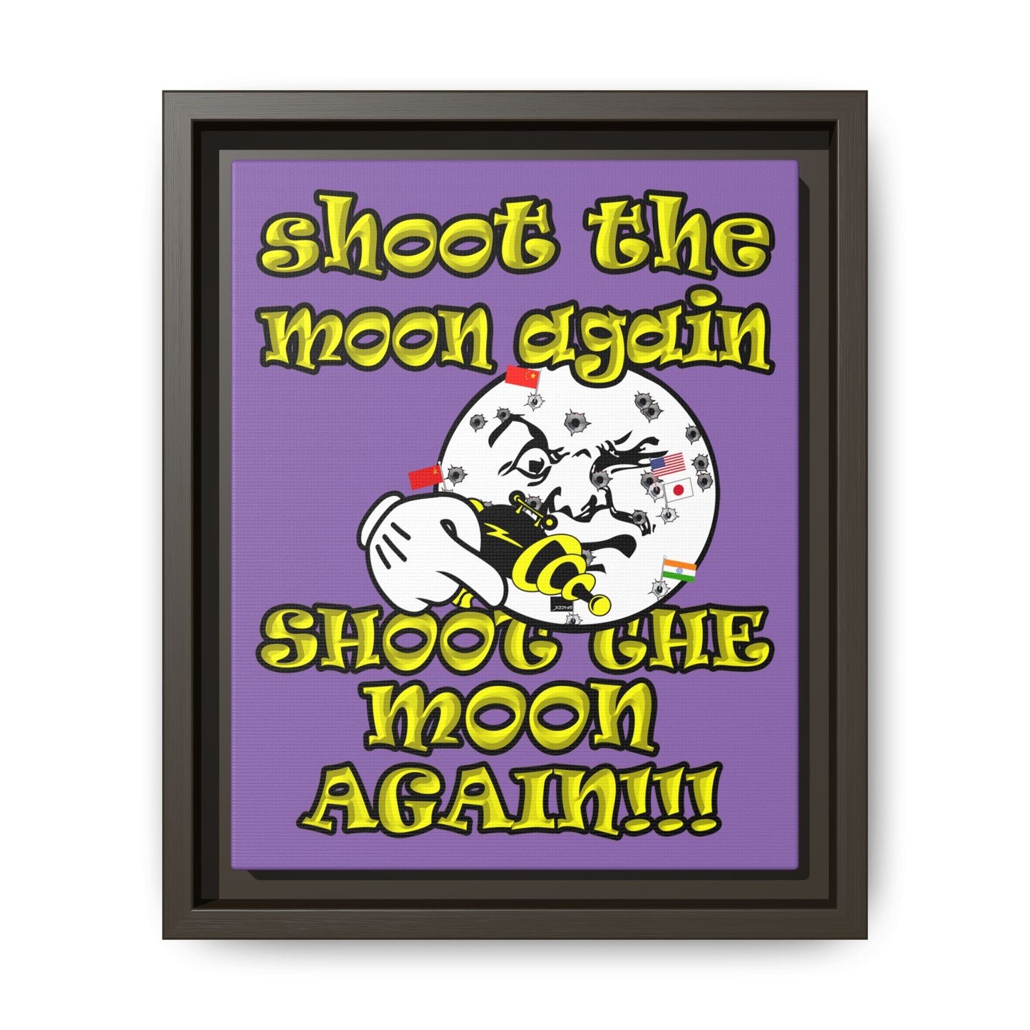 shoot the moon again - framed canvas art (light purple)