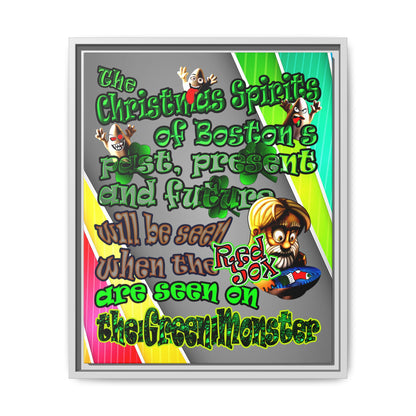 christmas spirits of boston - framed canvas art (rainbow split)