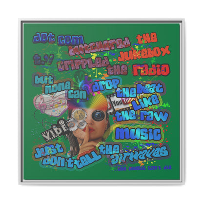 drop the beat - framed canvas art (dark green)
