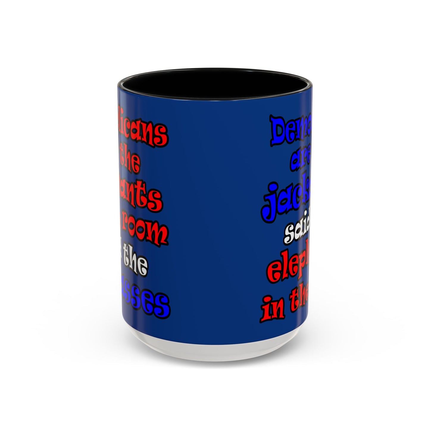 donkeys and elephants - Accent Mug (dark blue)