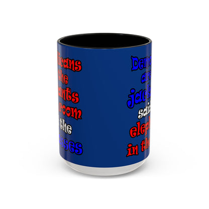 donkeys and elephants - Accent Mug (dark blue)
