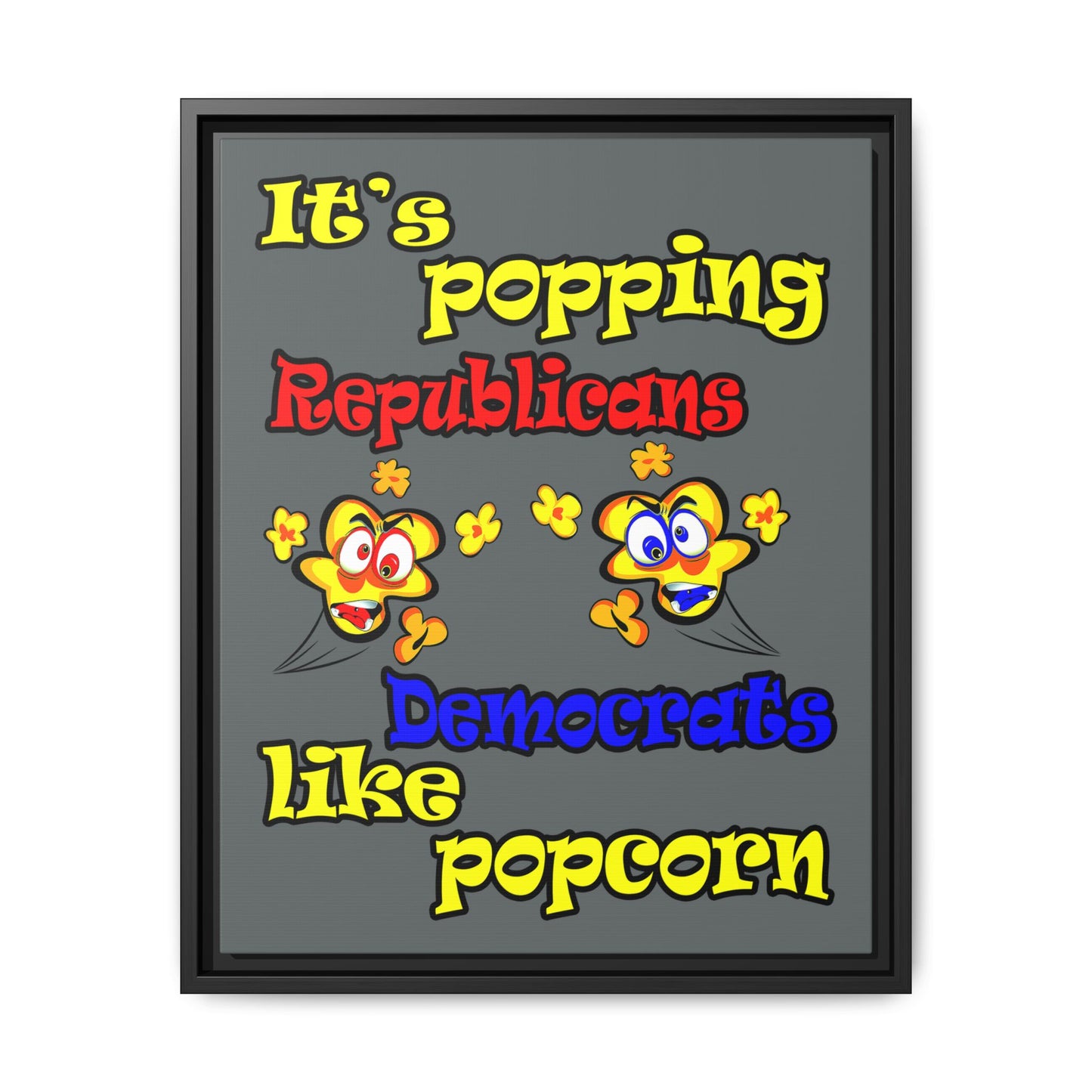popping like popcorn - framed canvas art (dark grey)