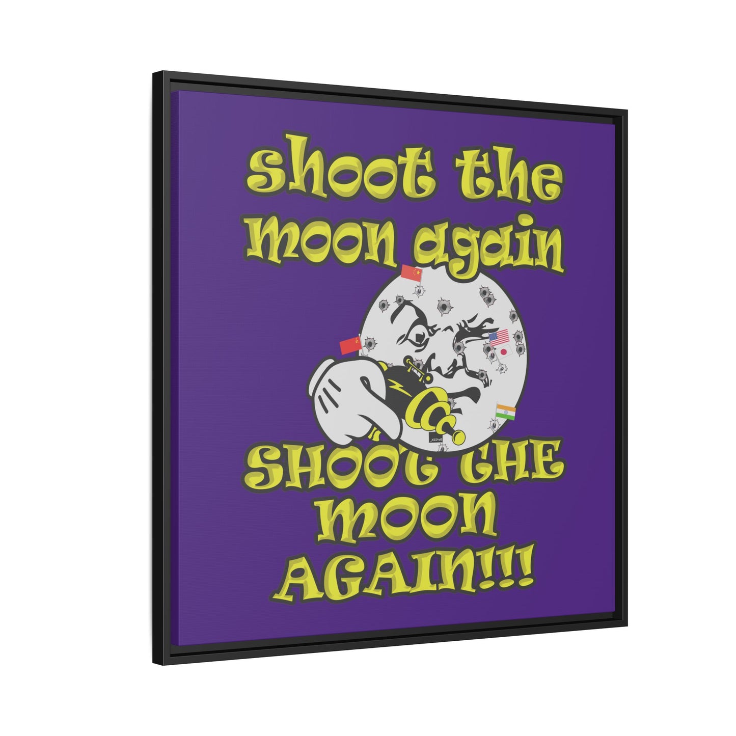 shoot the moon again - framed canvas art (purple)