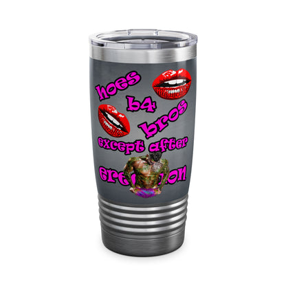 hoes b4 bros - Ringneck Tumbler, 20oz (grey-light grey)