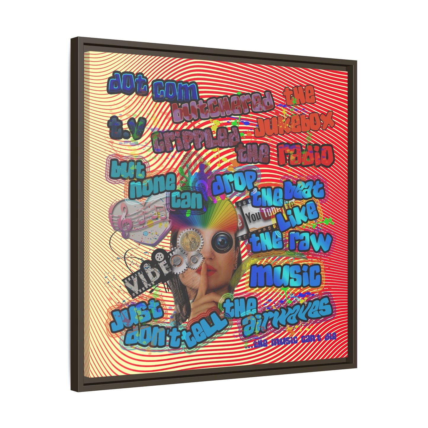 drop the beat - framed canvas art (yellow-orange wave)