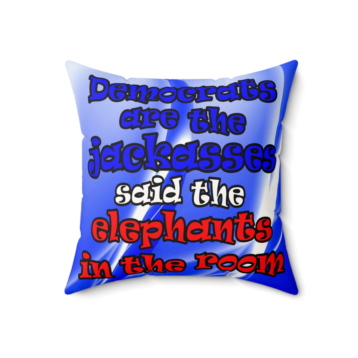 donkeys and elephants - Faux Suede Square Pillow - (blue-white wave)