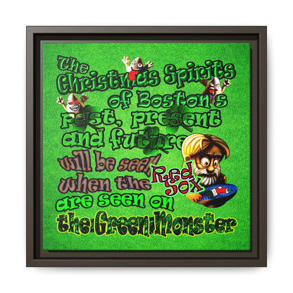 christmas spirits of boston - framed canvas art (green turf)