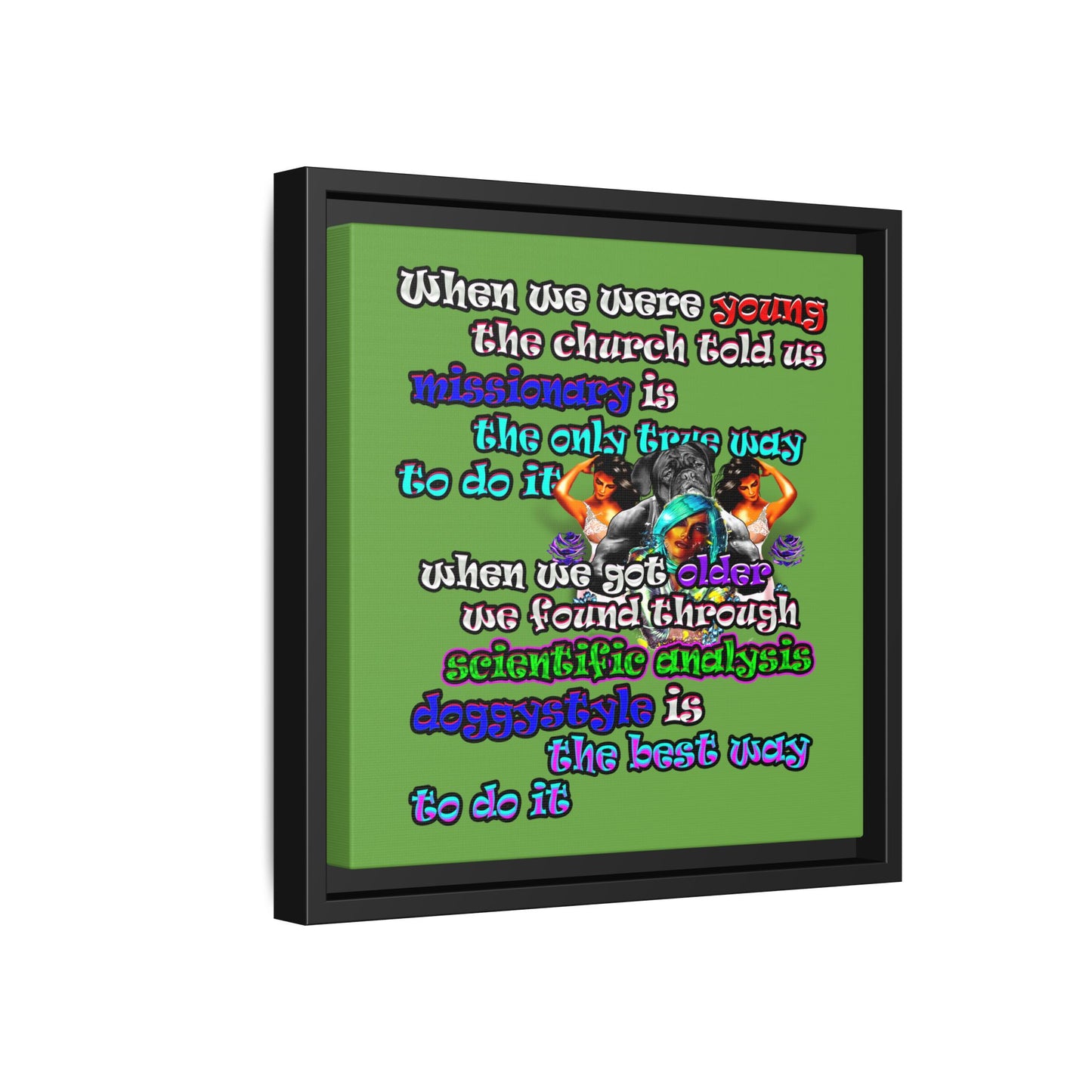 doggystyle - framed canvas art (green)