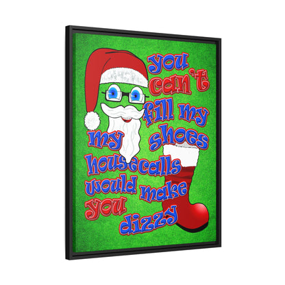 santa's shoes - framed canvas art (green turf)