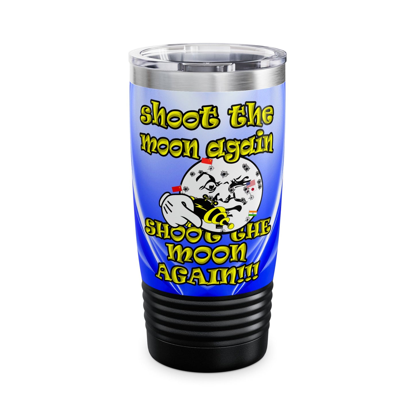 shoot the moon again - Ringneck Tumbler, 20oz (blue-white wave)