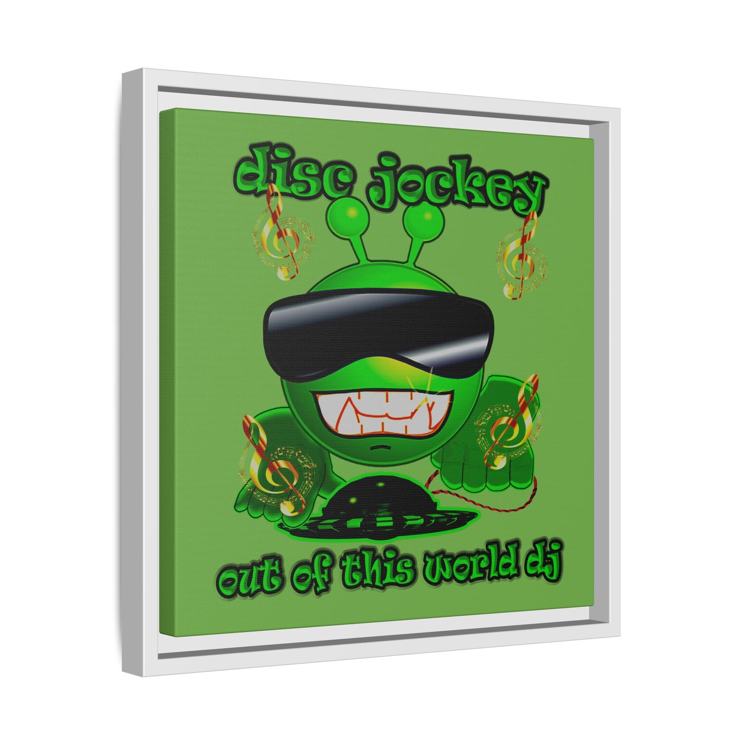 disc jockey - framed canvas art (green)