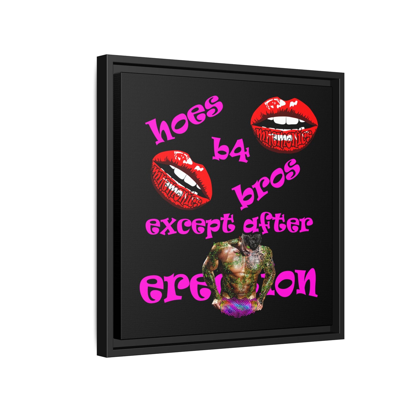 hoes b4 bros - framed canvas art (black)