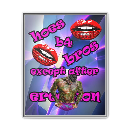 hoes b4 bros - framed canvas art (grey-pink wave)