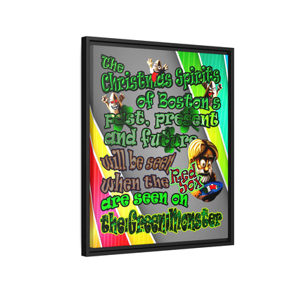 christmas spirits of boston - framed canvas art (rainbow split)