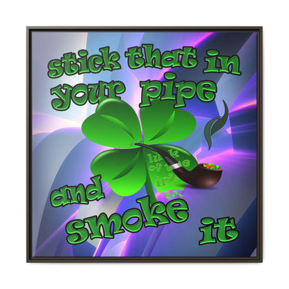 stick that in your pipe and smoke it - framed canvas art (grey-pink wave)