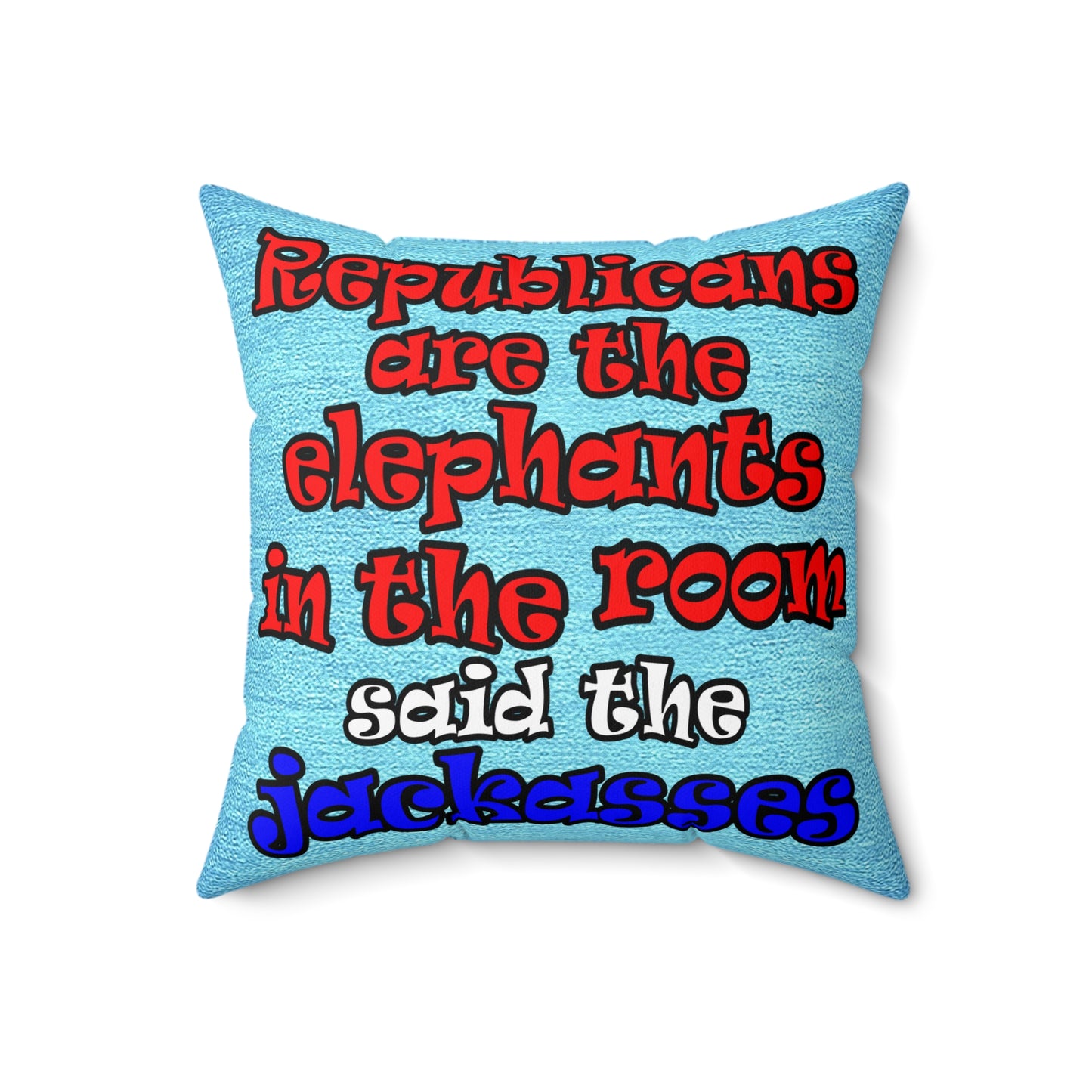donkeys and elephants - Spun Polyester Square Pillow - (faded blue)