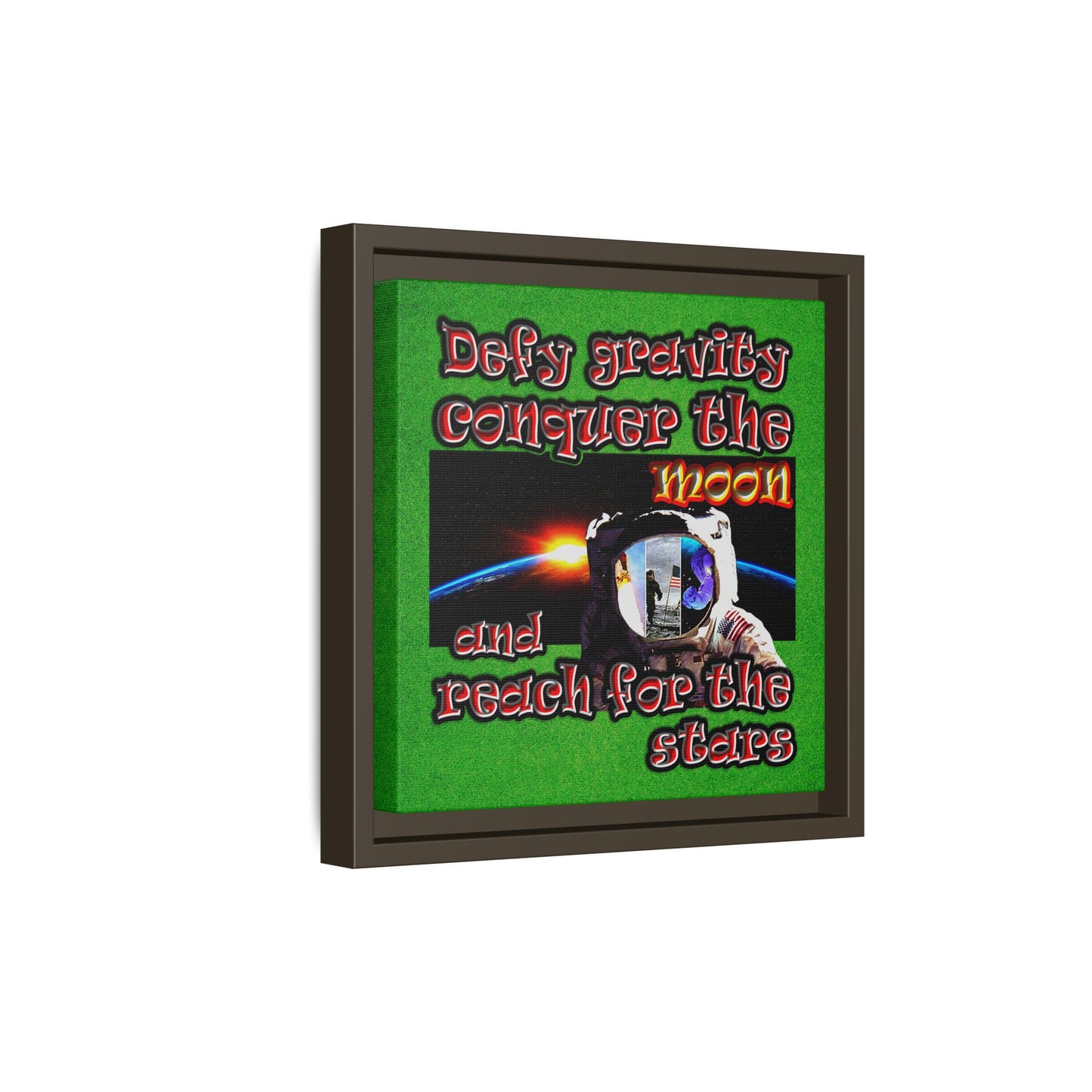 defy conquer reach - framed canvas art (green turf)