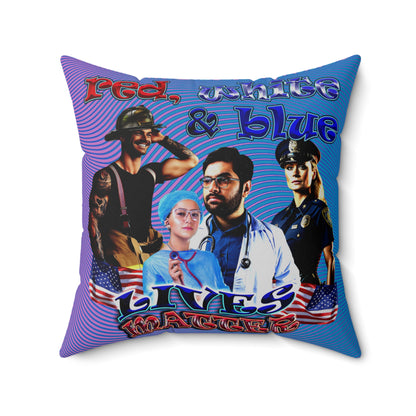 rw&b lives matter - Spun Polyester Square Pillow - (light blue-purple wave)