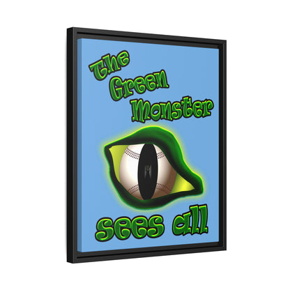 green monster - framed canvas art (light blue)