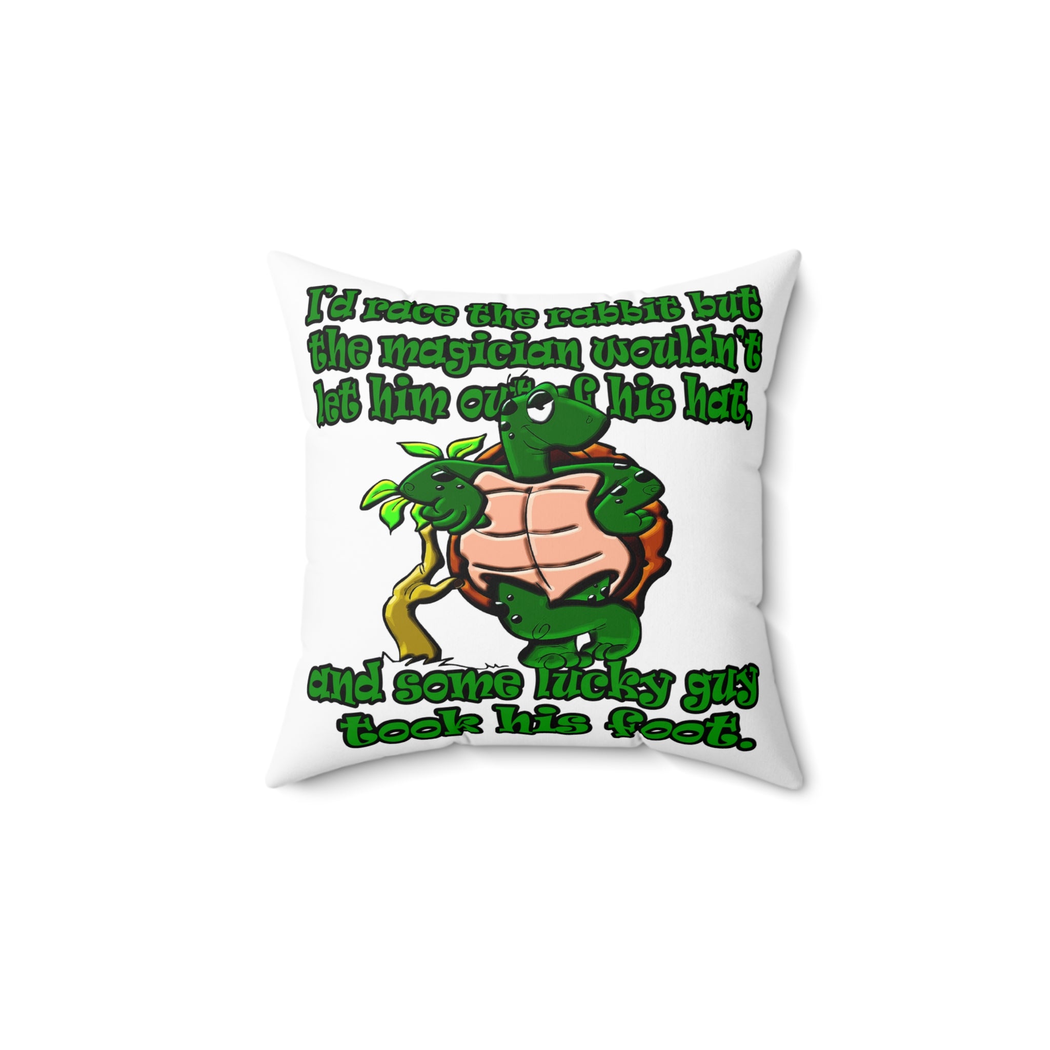 turtle race - Spun Polyester Square Pillow - (white)