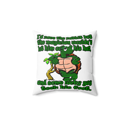 turtle race - Spun Polyester Square Pillow - (white)