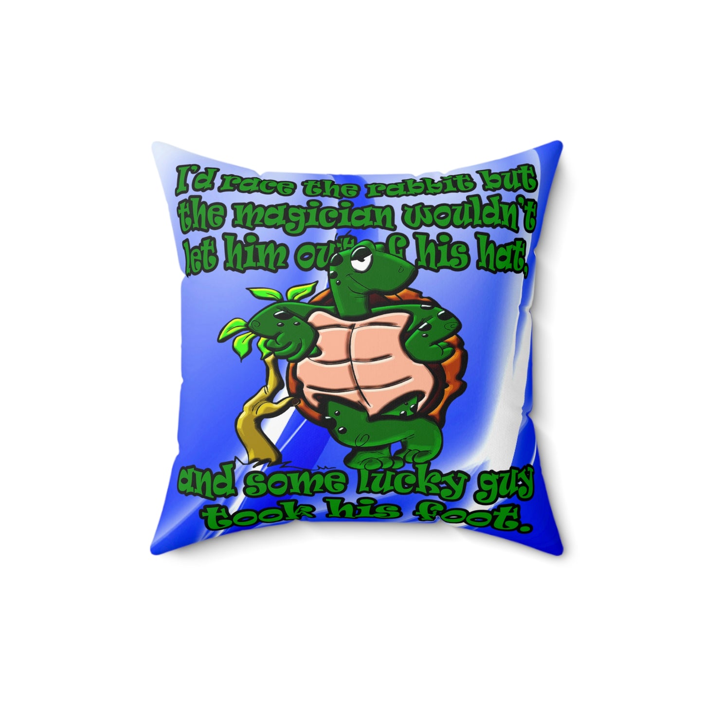 turtle race - Spun Polyester Square Pillow - (blue-white wave)