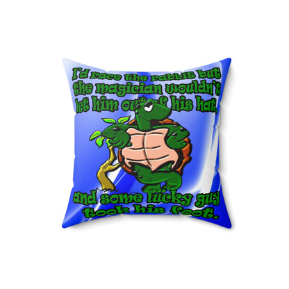 turtle race - Spun Polyester Square Pillow - (blue-white wave)