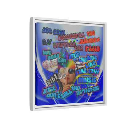 drop the beat - framed canvas art (blue-white wave)