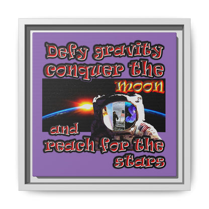defy conquer reach - framed canvas art (light purple)