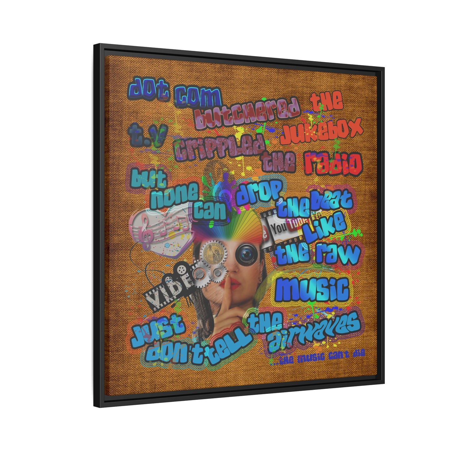drop the beat - framed canvas art (brown papyrus)