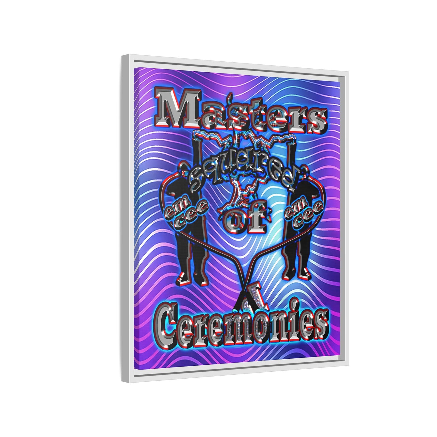 em cee squared - framed canvas art (purple wave)