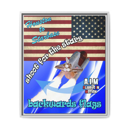 shoot for the stars - framed canvas art (blue-white wave)