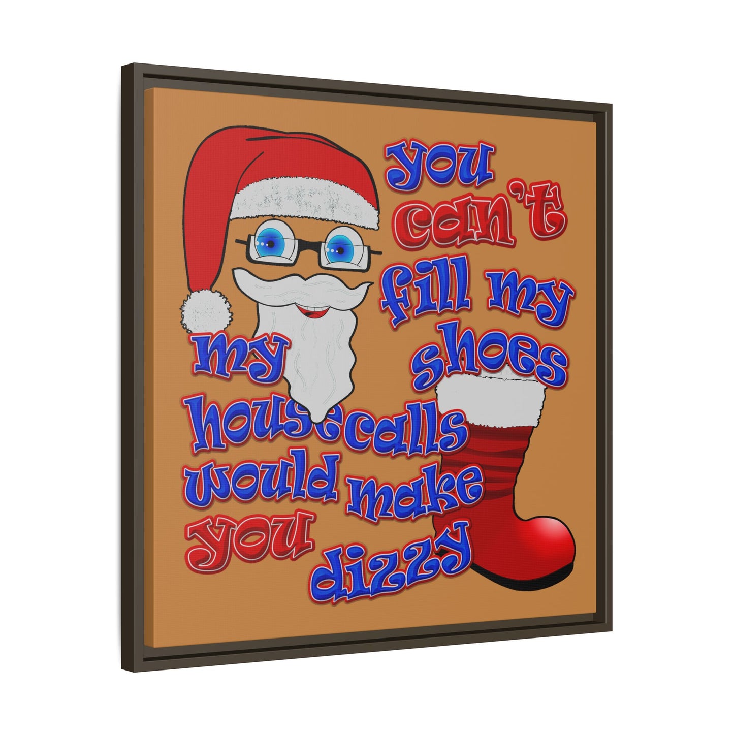 santa's shoes - framed canvas art (light brown)